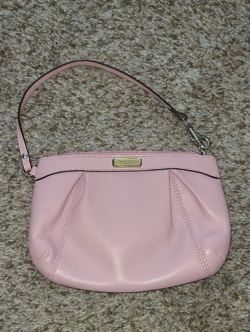 Coach Pink Leather Wristlet with  Strap